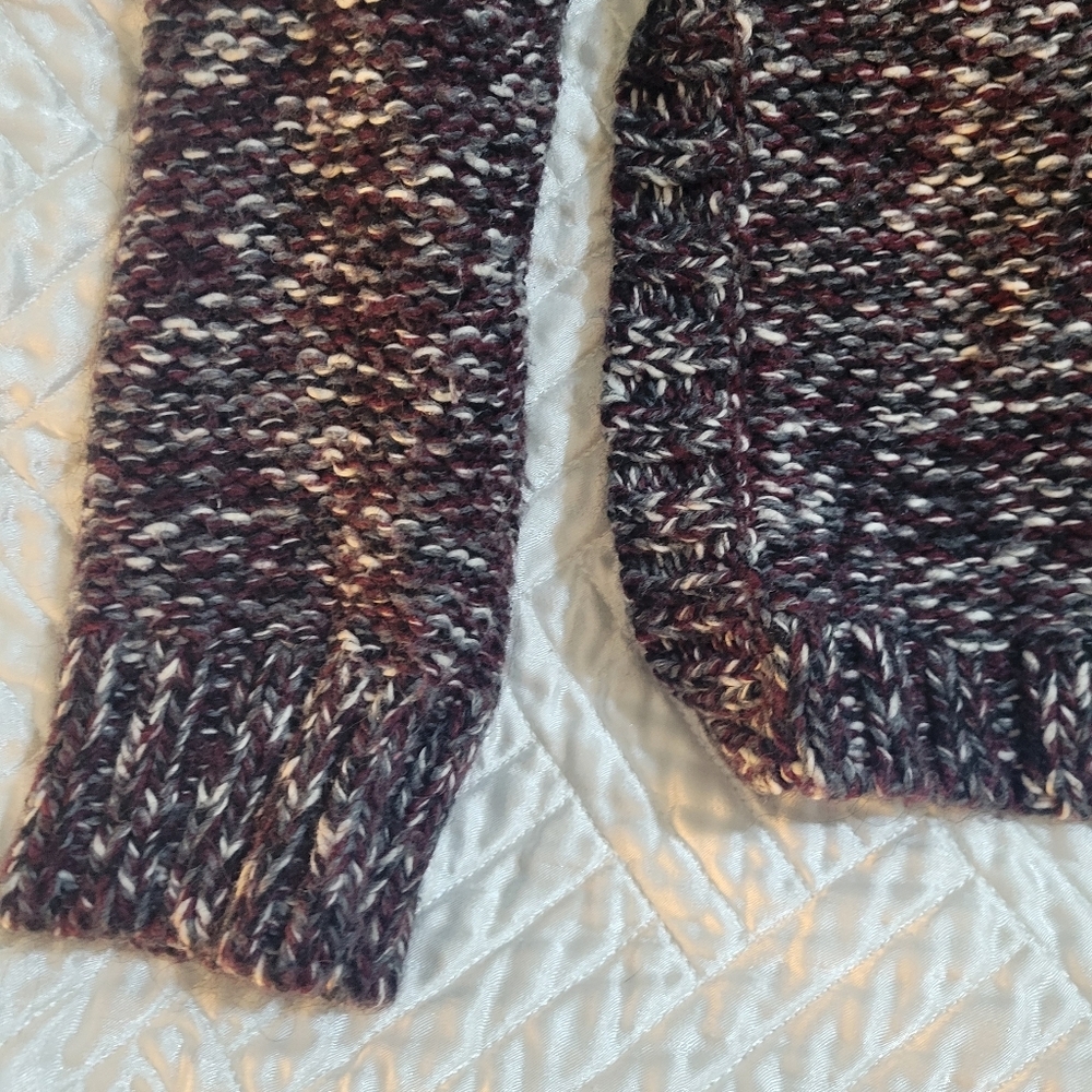 Madewell Alpaca Wool Blend Chunky Cable Knit Sweater Marled Burgundy Grey Size M - Picture 5 of 6